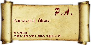 Paraszti Ákos névjegykártya